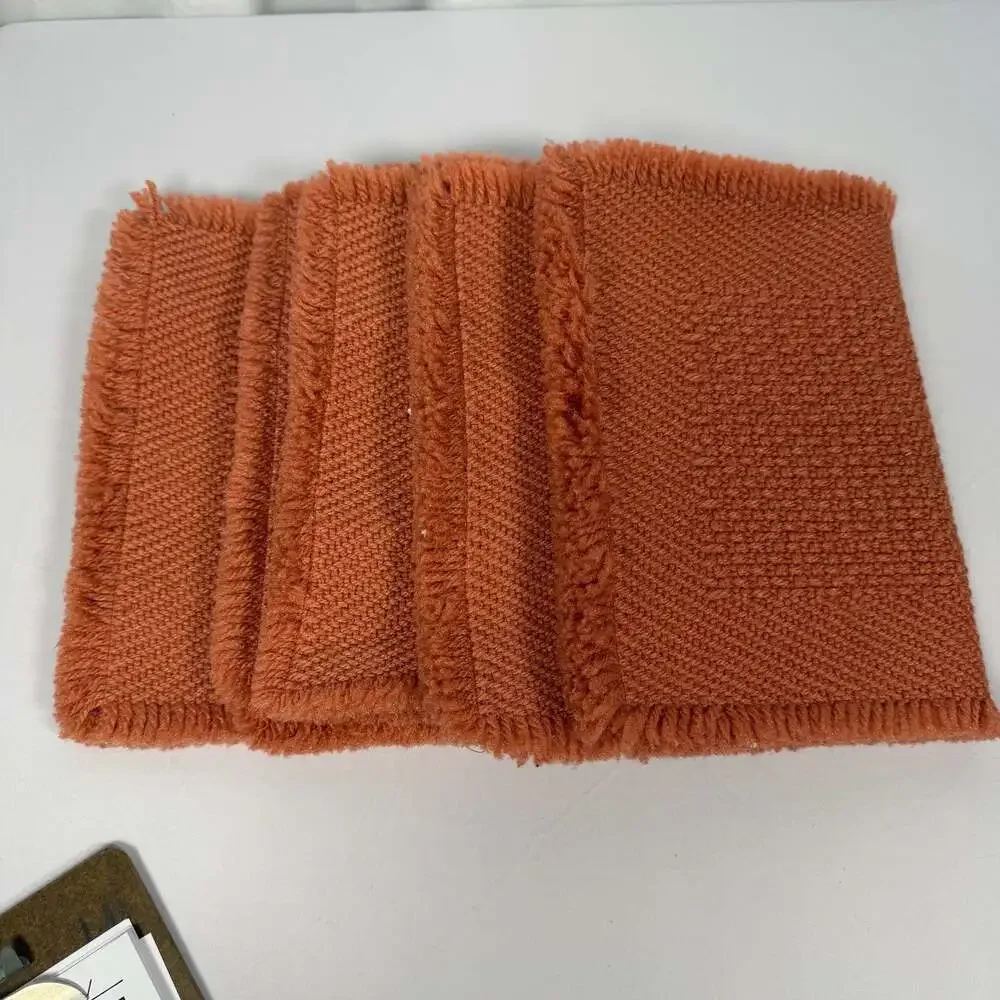 Vintage 1970's Coral Woven Placemats, Set of 4